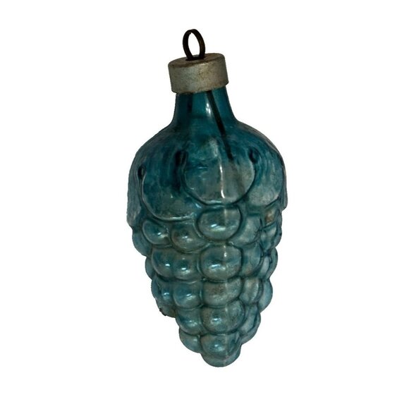 Unbranded Other - Antique Unsilvered Blue Blown Glass Grape Orament c1940's